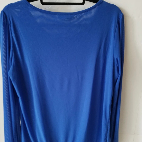 NWT Timeson blue sheer Pleated neck blouse sz.XXL - Picture 5 of 10